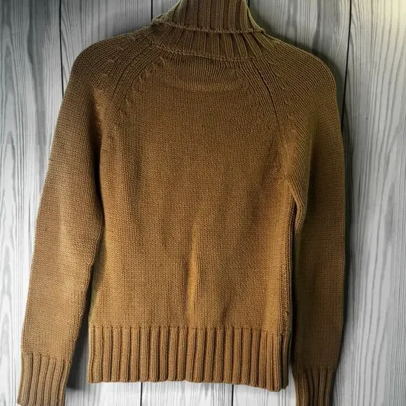 VTG Gap Y2K  Turtleneck Sweater Womens Small 2002 Chunky Cotton Blend Tan - Picture 4 of 7